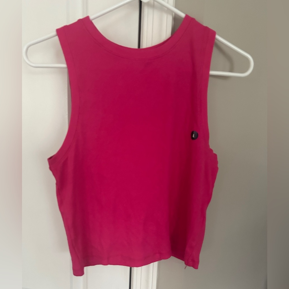 Hollister Ribbed High Neck Tank Top Pink Large
